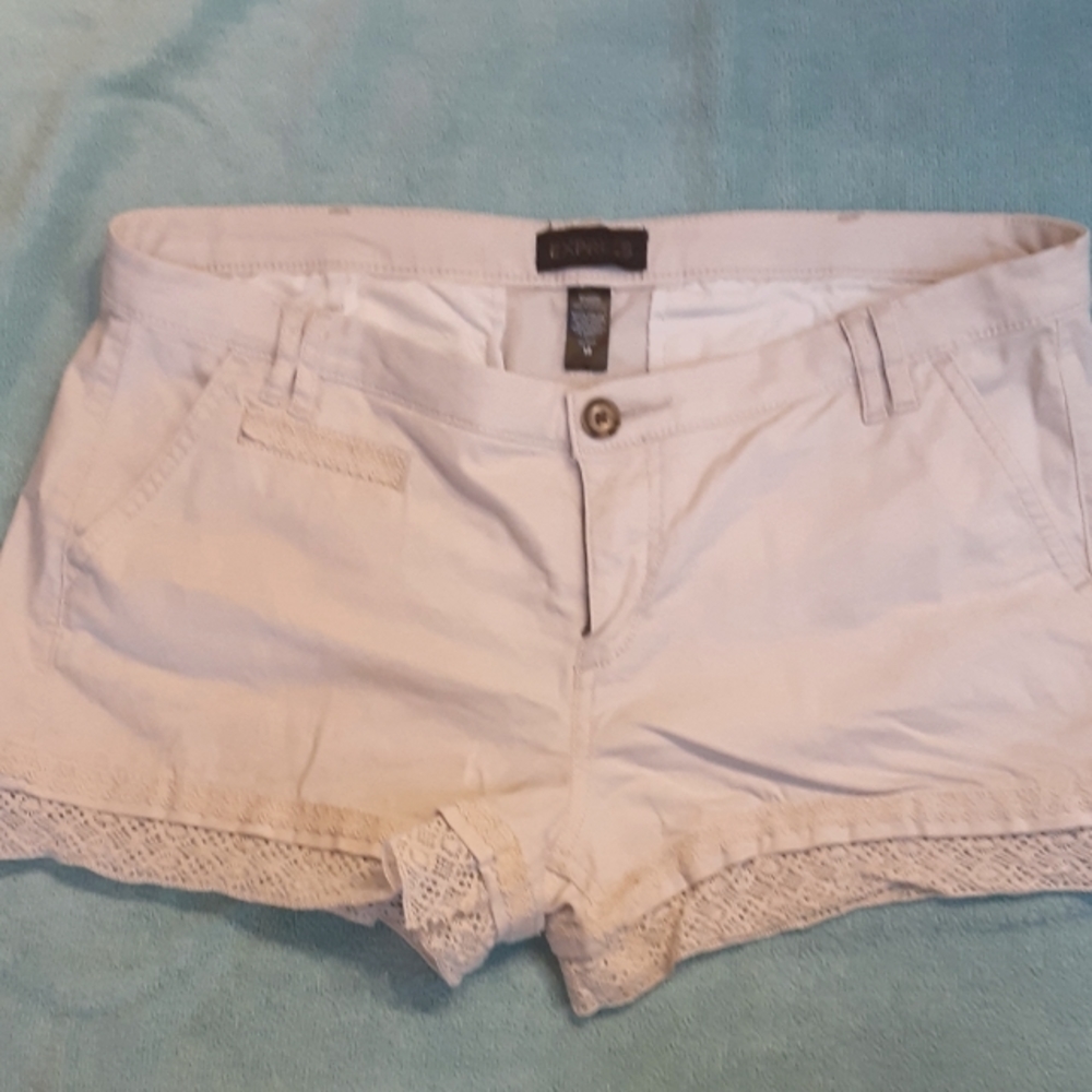 Express crochet lace embellished shorts
